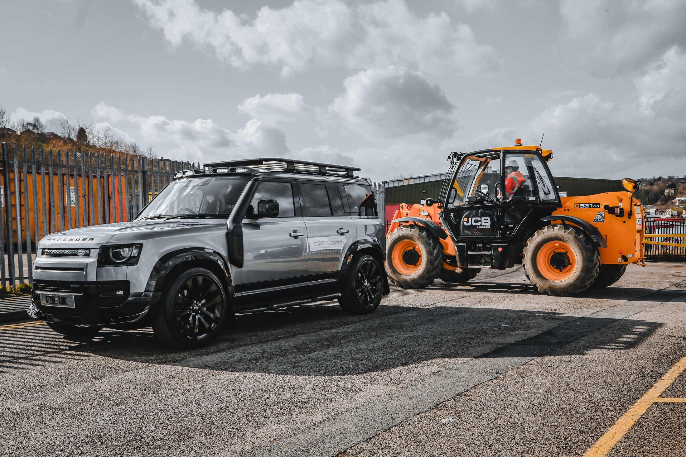 Defender Silver Grey JCB still