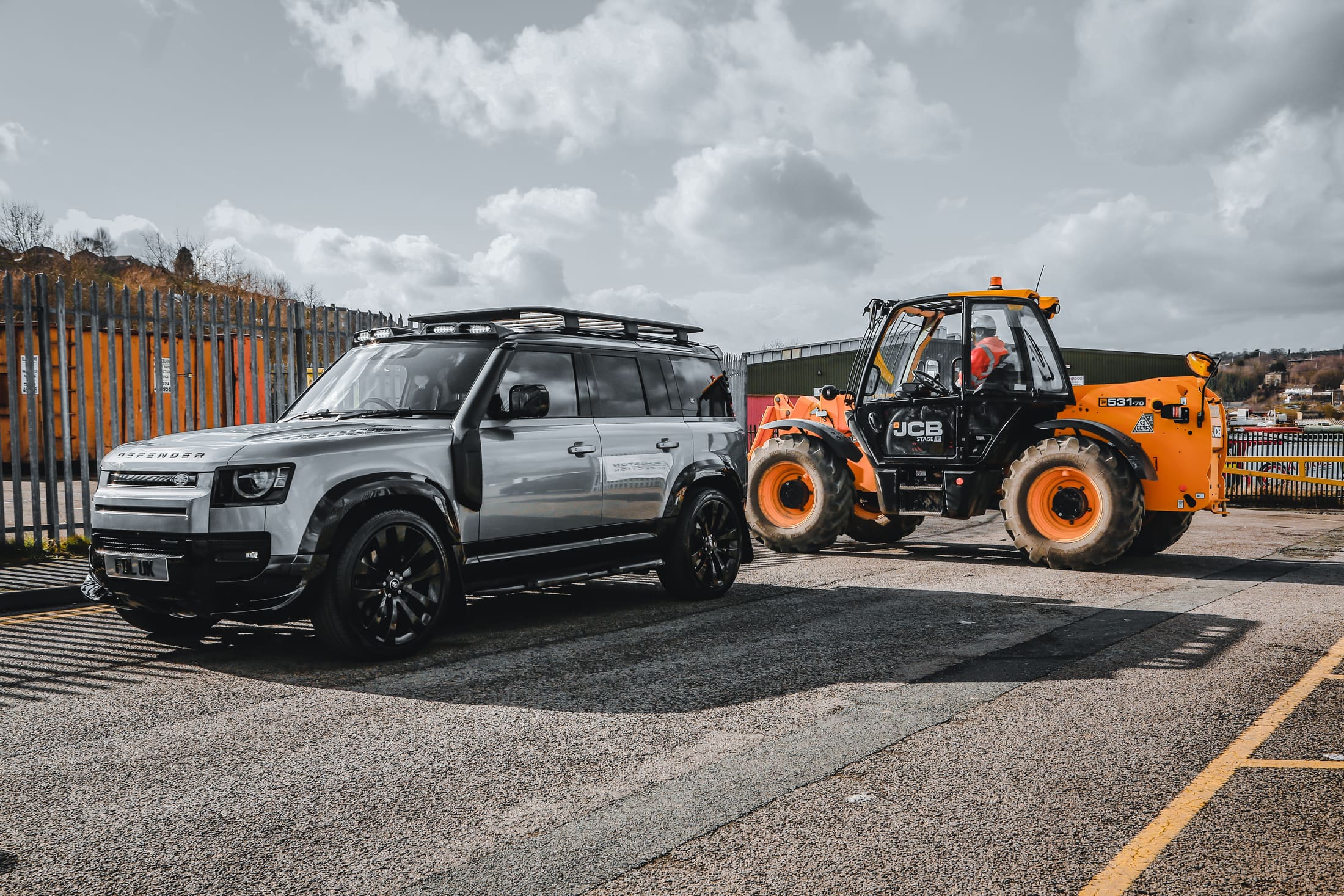 Defender Silver Grey JCB still